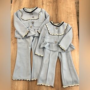 Girls blue two piece suits!